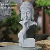 Decoração de Sala de Chá com Flores para Jardinagem Estilo Chinês, Ornamento para Aquário Paisagismo Sakyamuni, Estatueta de Buda para Entrada de Casa