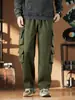 Exército Verde Calças Retas Tooling Outono Masculino Novo High Street Moda Marca Multi-Bolso Solto All-Match Calças Casuais