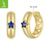Yinziyun Nuevo Estilo Pendientes de Tachuela de Plata de Ley 925 con Forma de Estrella Fuente de Artículos Transfronterizos Pendientes de Estrella de Cinco Puntas Brillantes Chapados en Oro Accesorios para Orejas