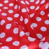 Fondo Rojo Punto Blanco Redondo Impreso Satín Brillante Tela para Disfraz cosplay Tela para Disfraz de Minnie cosplay