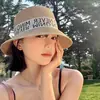 Sombrero de Cubo Retro Japonés de Verano con Protección Facial Sombrero de Paja con Letras para Vacaciones para Mujer Protección Solar para la Playa Sombrero para el Sol