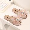 Chinelo Infantil de Menina Verão Boca de Peixe Exterior Meio Chinelo Sandálias Moda Grande Laço Infantil Sandálias de Uma Palavra