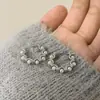 Pendientes de Perla Circulares de Diseño de Nicho de Lujo Ligero Coreano para Mujer, Nuevos Clips de Oreja Retro Personalizados