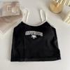 Top de tubo con tirantes de letras retro americano con copa fija y todo en uno push-up, prenda exterior versátil para envolver el pecho para mujer