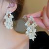 Pendientes de Flor Dulces de Acrílico Incrustados con Diamantes, Súper Estilo Hada, Elegantes, Modernos, de Moda, Pendientes de Alta Gama para Mujeres
