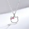 Colar Hello Kitty da Moda e Doce Estilo Coreano para Mulheres Nicho Simples e Fofo Colar de Desenho Animado Presente de Aniversário Suprimento para Transmissão ao Vivo