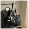 Nova Bolsa Tote, Bolsa de Mão Grande em Couro a Óleo Retrô, Textura Simples, Bolsa de Ombro Fashion, Bolsa Prática para o Dia a Dia