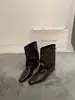Botines de tacón grueso y punta cuadrada, modelo trendy y elegante 2026 nuevo para otoño-invierno, botines cortos con hebilla de cinturón, botines cortos retro adelgazantes