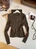 Estilo suave, suave y pegajoso, estilo coreano, tejido de punto trenzado, chaqueta cárdigan con cremallera, ropa de otoño e invierno para ir al trabajo, top de punto de manga larga