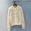 Cardigan de Punto de Cable de Lana Nanyou Haute Couture 26 Primavera Nuevo Logo de Letra Paloma de la Paz Bordado de Rosa