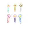 Clips de papel con flores de colores 7 colores clips de papel de colores papelería para estudiantes tamaño grande marcadores de página creativos artículo popular de temu