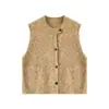 Colete de tricô com fio floral lilás claro para mulheres, para outono, peça externa, capa, para sobrepor, colete de malha, cardigã, top
