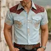 Camisa de hombre de manga corta con cuello de solapa y doble bolsillo, estampada en 3D, versátil, corte recto, moda casual streetwear