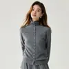 Otoño e Invierno Nuevo Estilo Elegante Rejuvenecedor Cachemira Múltiples Botones Borde Enrollado Cuello Alto Tejido Cardigan Elegante Moderno Versátil