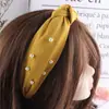 Faixa de cabelo feminina em estilo coreano com nó, multicolorida, Lady, cruz, laço de temperamento com pérola, acessórios mais vendidos, acessórios de cabelo