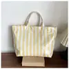 Bolsa de Mano Transparente con Rayas de Colores Estilo Dulce y Femenino Gran Capacidad Moda para Vacaciones en la Playa Bolso de Hombro Versátil