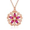 Zhenrong Cor de Luxo Tesouro Flor Pingente Gema Vermelha Colar de Prata Estilo Japonês e Coreano Feminino 18K Rose Gold Plating Jóias