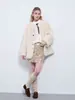 Abrigo de Lana y Ante Estilo Suave Invierno 2026 para Mujer, Corte Holgado, Un Botón, Chaquetón de Longitud Media