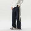 Pantalones de Chándal Gruesos Forrados de Polar para Hombre con Raya Deportiva de Tres Barras Otoño e Invierno Talla Grande Sueltos de Pierna Ancha Casuales