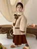 Casaco Infantil 2026 Estilo Inverno Meninas Estilo Coreano Cor Sólida Jaqueta Integrada de Pele Sintética Top Casual Espesso Infantil com Laço