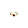 Anillo Minimalista Asimétrico con Forma de Corazón y Gota de Aceite con Incrustaciones de Circonita, Anillo Abierto Personalizado para el Dedo Índice