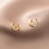 Love Lodge s925 Plata Estrella Dulce Clip de Oreja para Mujer Aretes Simples de Línea de Tres Capas Estilo Coreano M00323