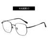 Gafas ópticas negras retro artísticas con montura poligonal de titanio, cómodas, sin clip, para combinar con todo.