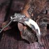 Atacado Pingente Dente de Cão Incrustado Dente de Lobo Prata Tibetana Colar Dente de Lobo Dente de Cão Real Clareado Fornecimento Barraca de Rua Lago Runjiang