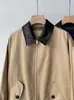 Chaqueta corta de cuero relajada estilo Miu old money vintage con cuello de cuero ~ Chaqueta Harrington corta clásica