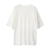 SOBREMAR T-shirt de Linho Tamanho Grande Modelagem Solta Verão Fresco Preguiçoso Estiloso Bainha Dividida Manga Média