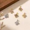 Colgante de trébol de cuatro hojas con diamantes completos, estilo vintage, resistente, colgante de circonita cúbica colorida, accesorios para collar y pulsera DIY, lujo ligero, flor tachonada de diamantes