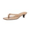 Chanclas de Punta Cuadrada, Tacones de Gatito Estilo Francés, Nuevas Sandalias de Tira para Mujer Verano Tacón Medio-Alto con Tacón Delgado para Uso en Exteriores