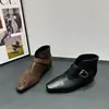 Botines de tacón bajo para mujer con hebilla cuadrada, nueva colección otoño/invierno 2026, estilizan, versátiles para el trabajo, con plantilla oculta para aumentar la altura