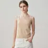 Nueva colección de otoño: suéter de punto de cachemira para mujer, cuello en U, hilo brillante, corte ajustado, sin mangas, perfecto como capa interior o para usar con un top de tirantes, estilo moderno