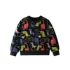 Roupas infantis transfronteiriças: Moletom infantil outono 2026 com estampa de dinossauro de desenho animado, manga longa, gola redonda, top em estoque