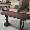 Nueva Mesa de Comedor Retro Francesa de Madera Maciza Ovalada para Hogar Apartamento Pequeño Negra Antigua Sala de Estar Mesa de Comedor Integrada Escritorio