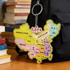 Pingente de mapa de cidade, chaveiro fofo para mochila, chaveiro patriótico de acrílico, pequeno presente comemorativo, presente cultural e criativo para as gerações mais jovens