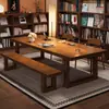Escritorio largo para computadora de madera maciza, escritorio para el hogar, escritorio de estudio de oficina para dos personas, mesa grande para recepción, negociación y escritorio de escritura