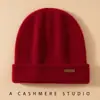 Gorro 100% Cachemir Puro para Mujer, Gorro Cálido Versátil para Otoño e Invierno, Turbante de Punto Engrosado para Circunferencia de Cabeza Grande