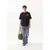Camiseta Básica Estilo Retro con Remaches Cuello Redondo Manga Corta para Hombres y Parejas, Unisex Ajustada Manga Corta Superior Moderna para Verano