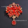 Exquisito broche grande de cristal con diamantes de imitación de aleación retro, ideal para combinar con todo, ideal para el día a día de las mujeres.