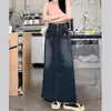 Vestido Largo de Mezclilla Retro a la Moda para Mujer Popular Este Año de Forma de Pera Cintura Alta que Cubre la Cadera Suelto Adelgazante Versátil Falda de Paraguas