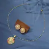 Traje de Joyería Hueca Redonda Ovalada de Personalidad Simple Transfronterizo Europeo y Americano Pendientes Geométricos de Diamante Retro para Mujer Collar para Mujer