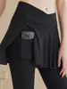 Calça esportiva de yoga falsa de duas peças de cintura alta para mulheres baixinhas, com design de malha que cobre o bumbum, alta elasticidade, justa ao corpo, adequada para dança, corrida e fitness