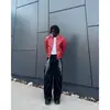 Jeans Scimitar Bordados Desconstruidos de Patchwork Estilo Americano para Hombre, Verano 2025 Nuevos Pantalones Anchos Rectos Sueltos de Moda
