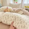 Gaze de Camada Dupla Roupa de Cama para Dormitório Estudantil Conjunto de Três Peças Roupa de Cama para Quarto Capa de Edredom Única Lençol com Elástico Lençol Roupa de Cama