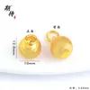 Colar com Pingente Saco da Sorte Moeda Banhada a Ouro Escovado Cravejada com Diamantes Estilo Antigo com Pingente Giratório Flor de Quatro Folhas Cravejada com Diamantes Vermelho-Rosa