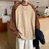 Camiseta de manga longa com costura ins estilo Hong Kong para meninos Outono Novo top soltinho de manga raglan tendência