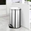 Cubo de basura de acero inoxidable para el hogar con tapa, operado con pedal, creativo, para cocina, sala de estar, dormitorio, cubo de basura redondo con tapa, operado con pedal