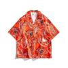 2558-2602 Gola Cubana Manga Curta Estilo Igual Masculino e Feminino Manga Três Quartos Estilo Férias na Praia Festival Songkran Tailandês Havaí